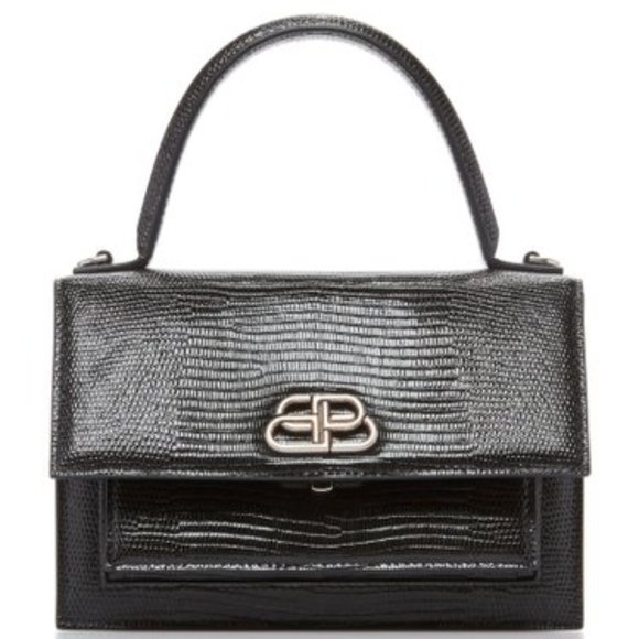 Balenciaga Sharp XS Lizard-Effect Leather Bag Blac - Picture 1 of 6